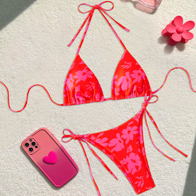 Damen Triangel-Bikini mit floralem Design und verstellbaren Bändern Echo Archiv