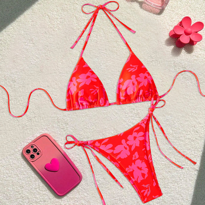 Damen Triangel-Bikini mit floralem Design und verstellbaren Bändern Echo Archiv