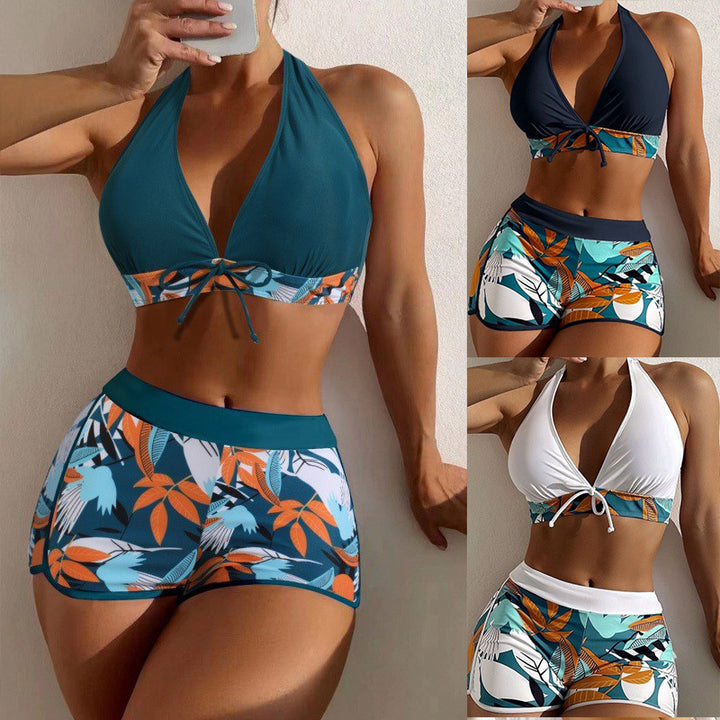Damen Hochgeschlossen Bikini mit verspieltem Blumenmuster Echo Archiv
