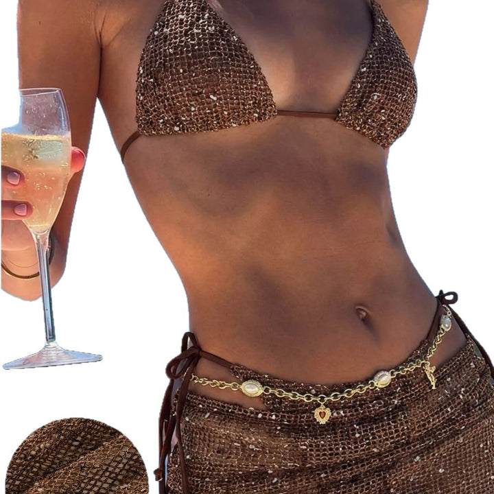 Damen Triangel-Bikini mit Wickelrock und verstellbaren Trägern Echo Archiv