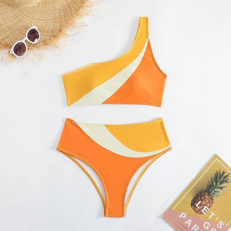 Damen asymmetrisches Bikini-Set mit hohem Beinausschnitt Echo Archiv