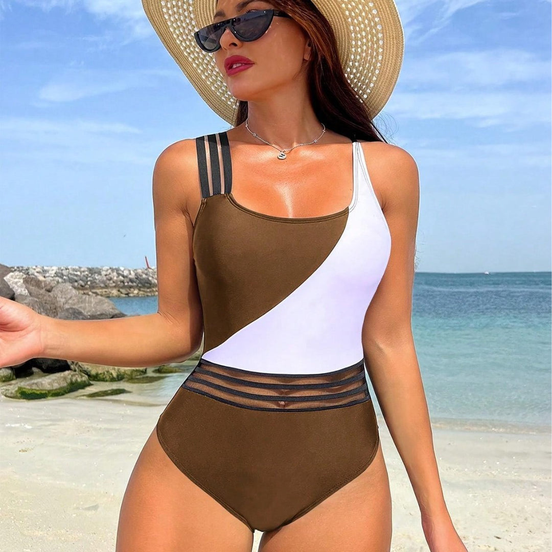 Damen Sportlicher Einteiler Badeanzug mit innovativem Schnitt Echo Archiv