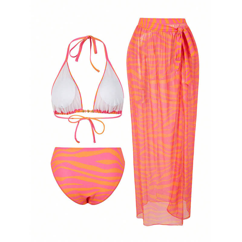 Damen Bikiniset mit modischem Wickelrock und trendigem Zebra-Design Echo Archiv