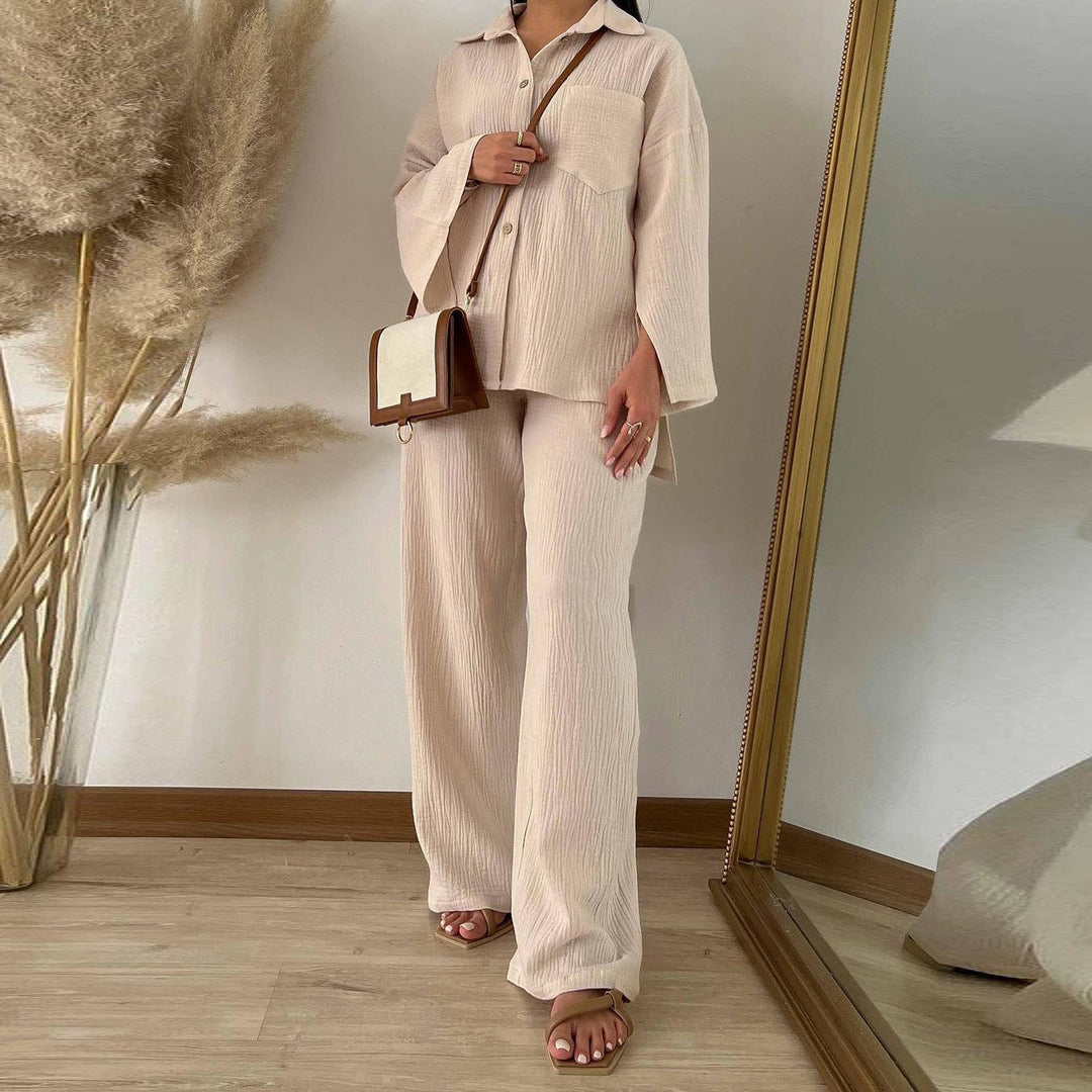 Damer bekväm och stilfull blus-byxd Kombination med elegant struktur Eva Jonsson