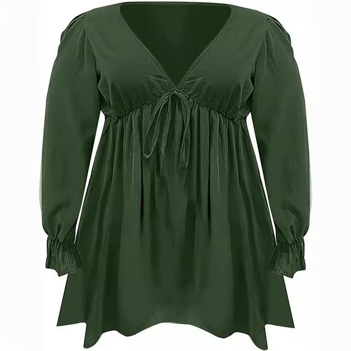 Damer blus med eleganta ruffle-detaljer och modeprint Eva Jonsson