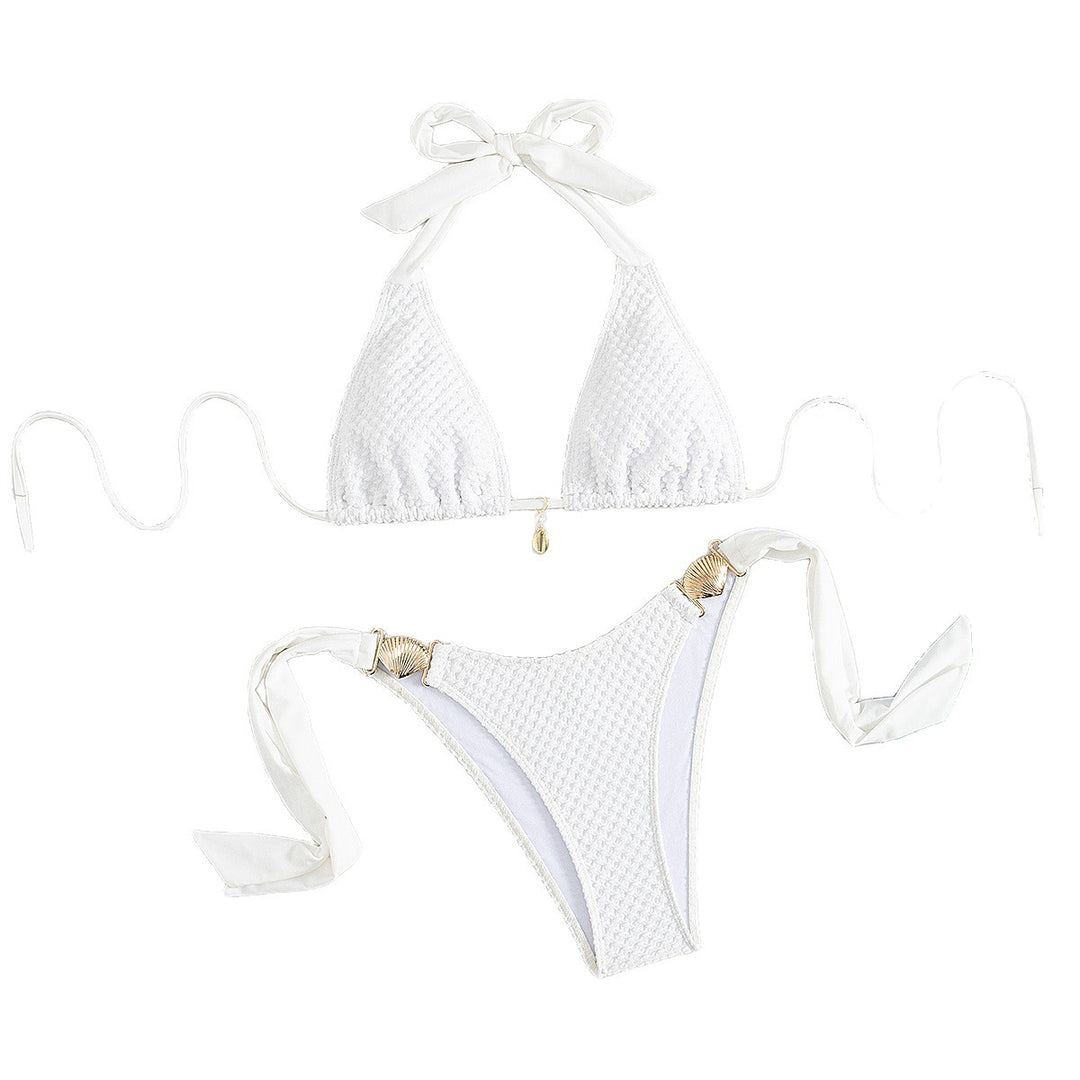 Damen Triangel-Bikini mit eleganten Schleifen und Muschelverzierungen Echo Archiv
