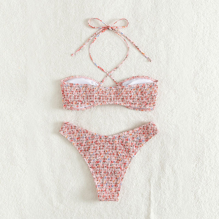 Damen Bandeau-Bikini mit verspieltem Wickeldetail und Rüschendesign Echo Archiv