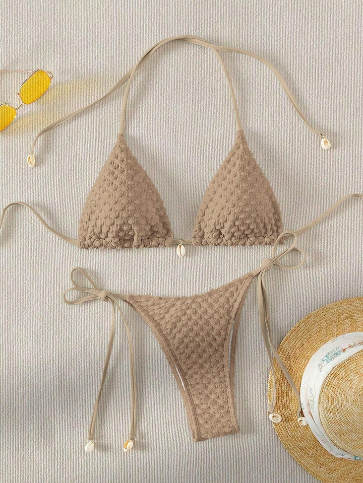 Damen Triangle-Bikini mit strukturiertem Material und zarten Bindebändern Echo Archiv