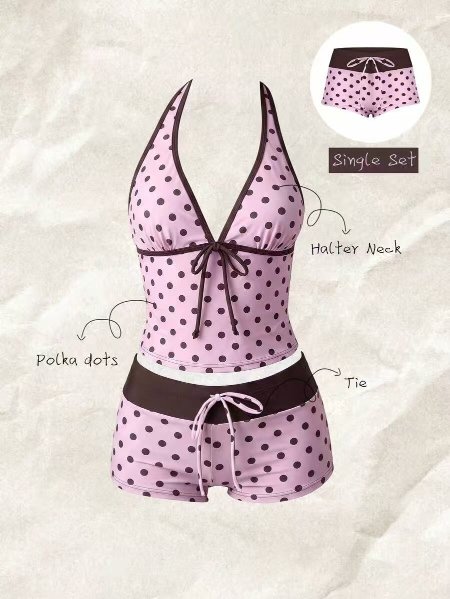 Damen Tankini mit modischem Punktmuster und verstellbarem Halter Echo Archiv