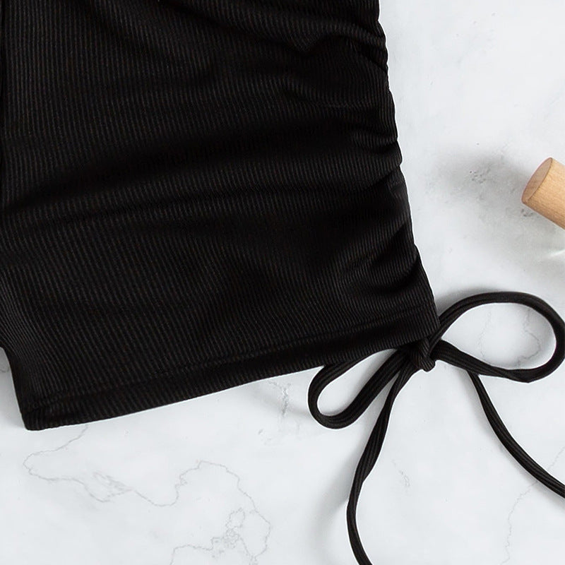 Damen cropped T-Shirt mit seitlichen Bindebändern Echo Archiv