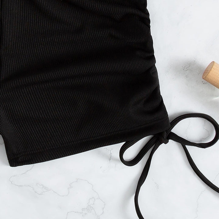 Damen cropped T-Shirt mit seitlichen Bindebändern Echo Archiv