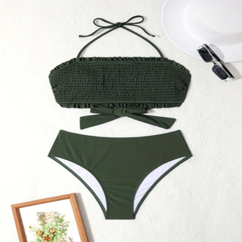 Damen Bandeau-Bikini mit verspieltem Rüschen und modischem Bindeband Echo Archiv