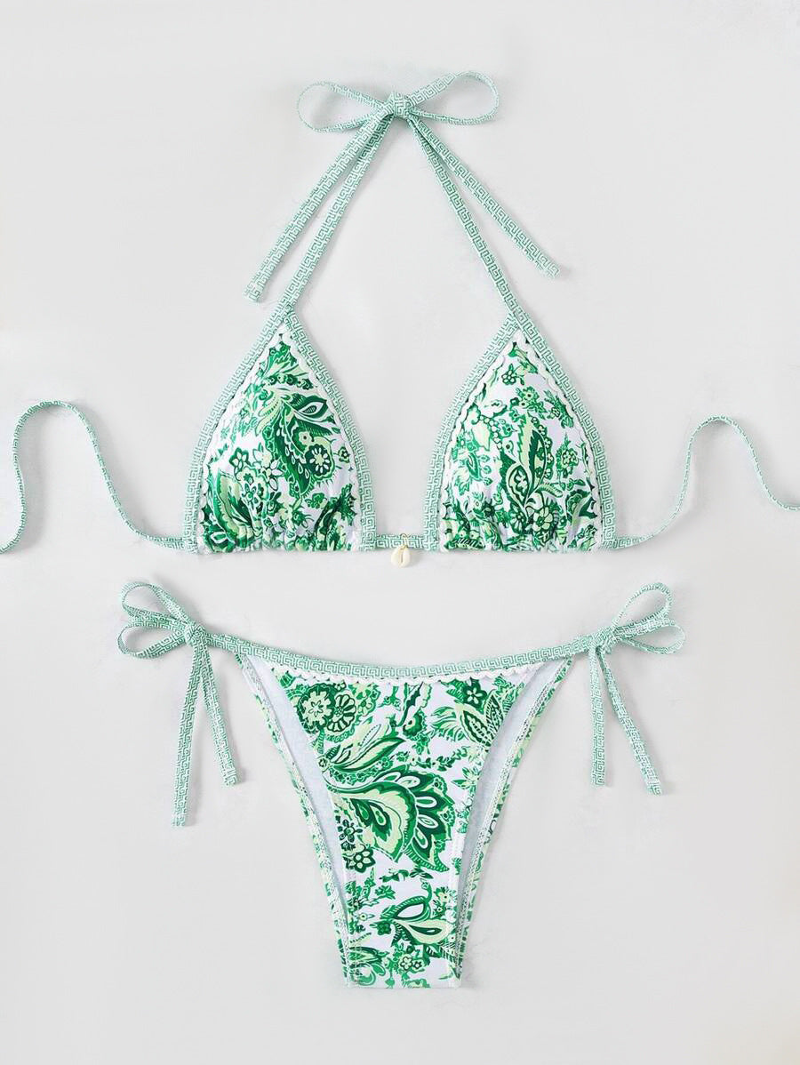 Damen Triangel-Bikini mit floralem Vintage-Muster Echo Archiv