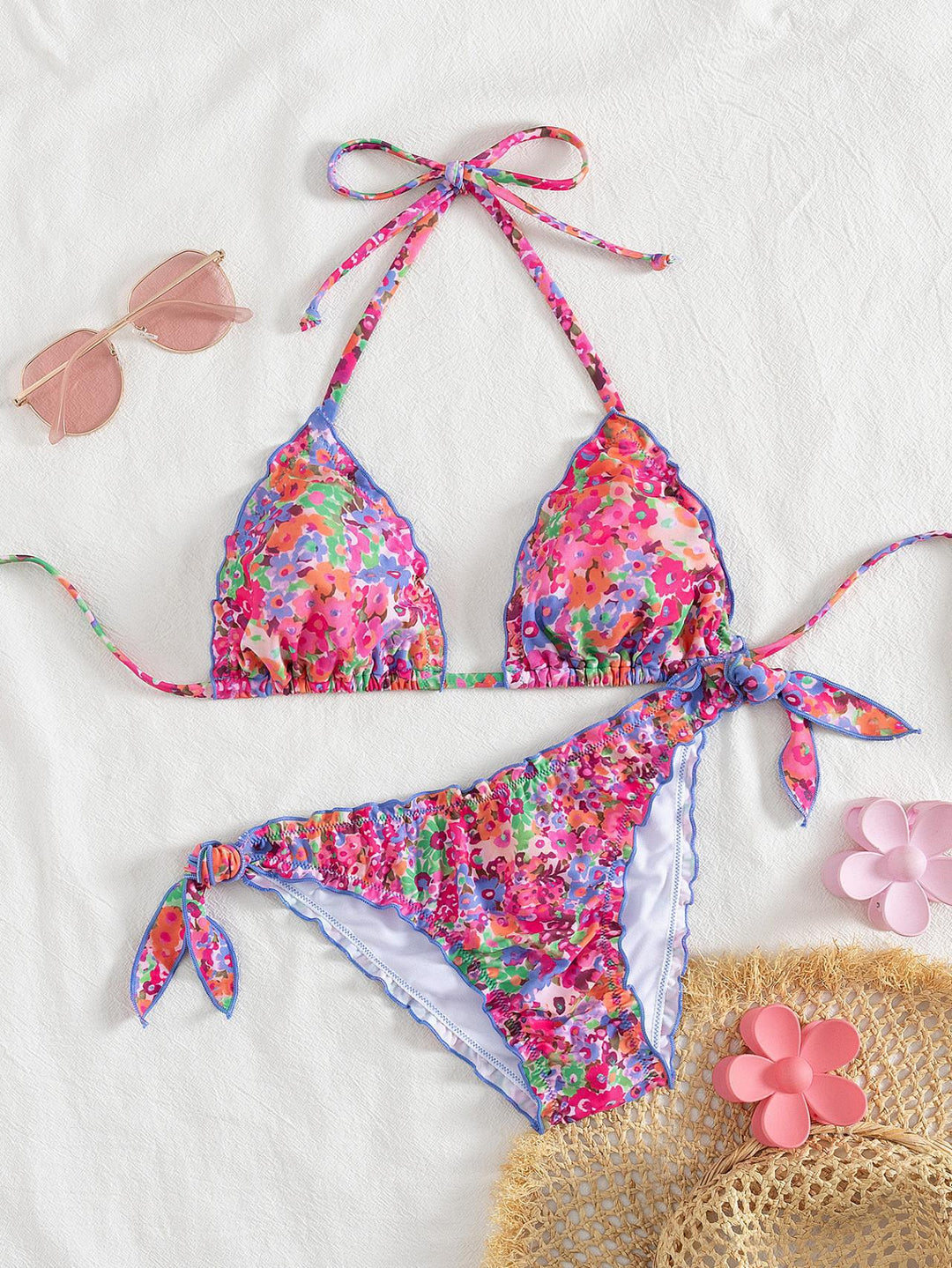 Damen floral gemusterter Triangel-Bikini Echo Archiv