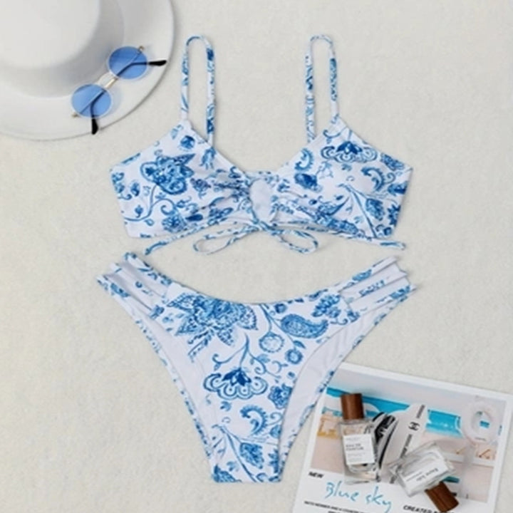 Damen Bikini-Set mit floralem Design und raffinierter Schnürung Echo Archiv