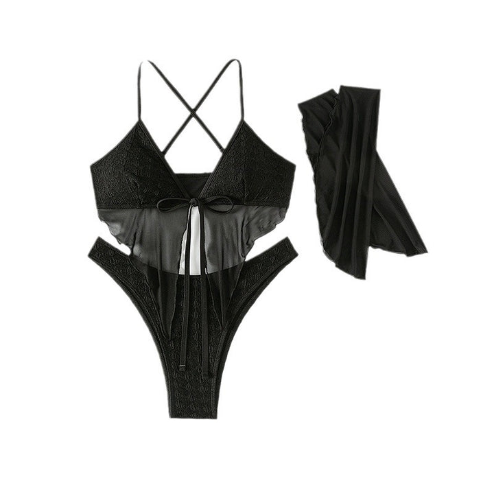 Damen Bikini-Set mit transparentem Oberteil und eleganten Rüschendetails Echo Archiv