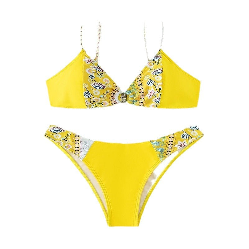 Damen Bikini-Set mit floralem Design und hochgeschnittenem Slip Echo Archiv