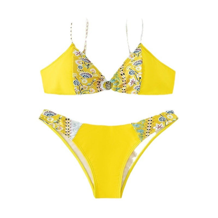 Damen Bikini-Set mit floralem Design und hochgeschnittenem Slip Echo Archiv