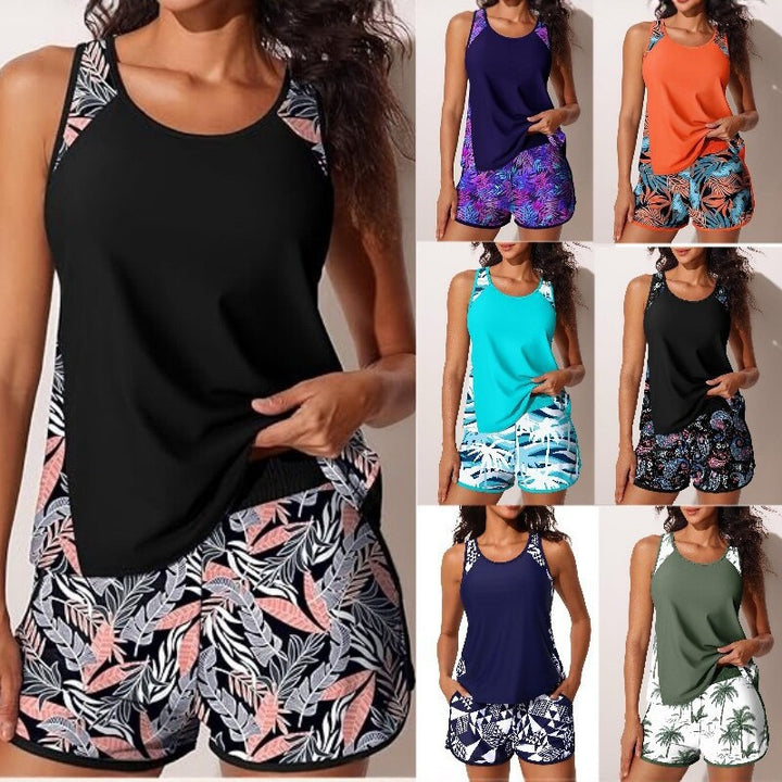 Damen Sportliches Tankini-Set mit hohem Bund und floralem Muster Echo Archiv