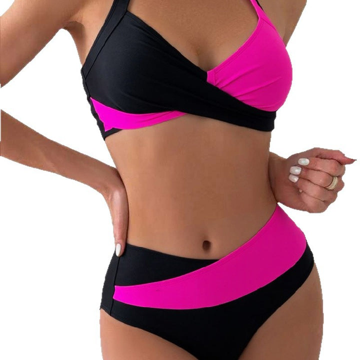Damen Modischer Bikini mit asymmetrischem Schnitt und Kontrastdetails Echo Archiv