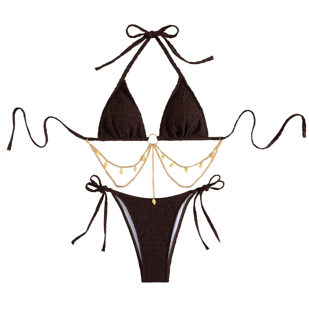 Damen Triangel-Bikini mit goldenen Kettenverzierungen Echo Archiv