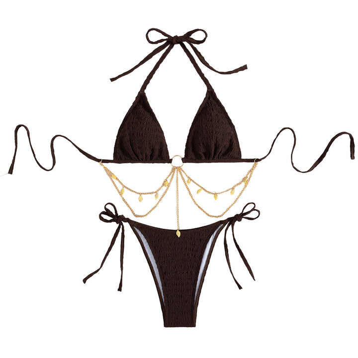 Damen Triangel-Bikini mit goldenen Kettenverzierungen Echo Archiv