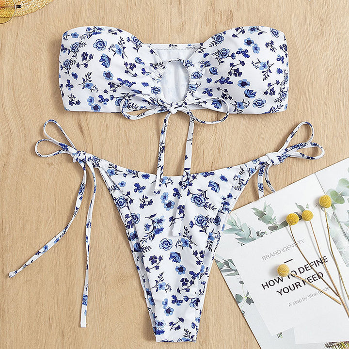Damen Bikini mit floralen Akzenten und verstellbaren Bindebändern Echo Archiv