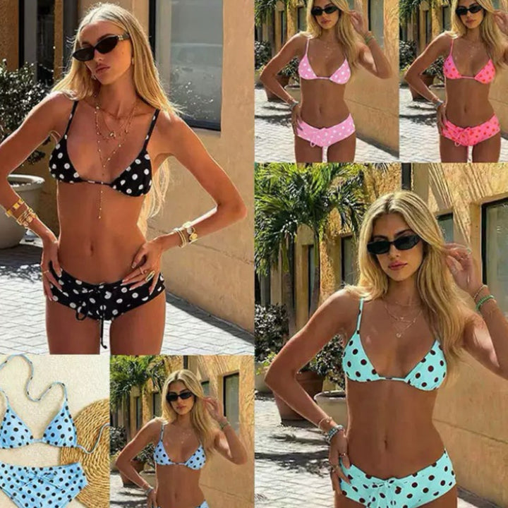 Damen Trendiger Punkte-Bikini mit verstellbarem Höschen Echo Archiv