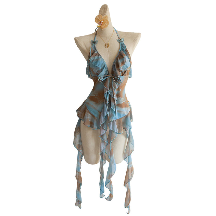 Damen Strandkleid mit transparenten Volants Echo Archiv