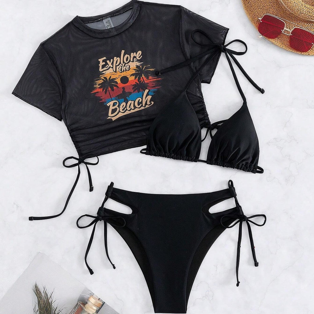 Damen Crop-Top Bademode mit seitlichen Bindebändern Echo Archiv