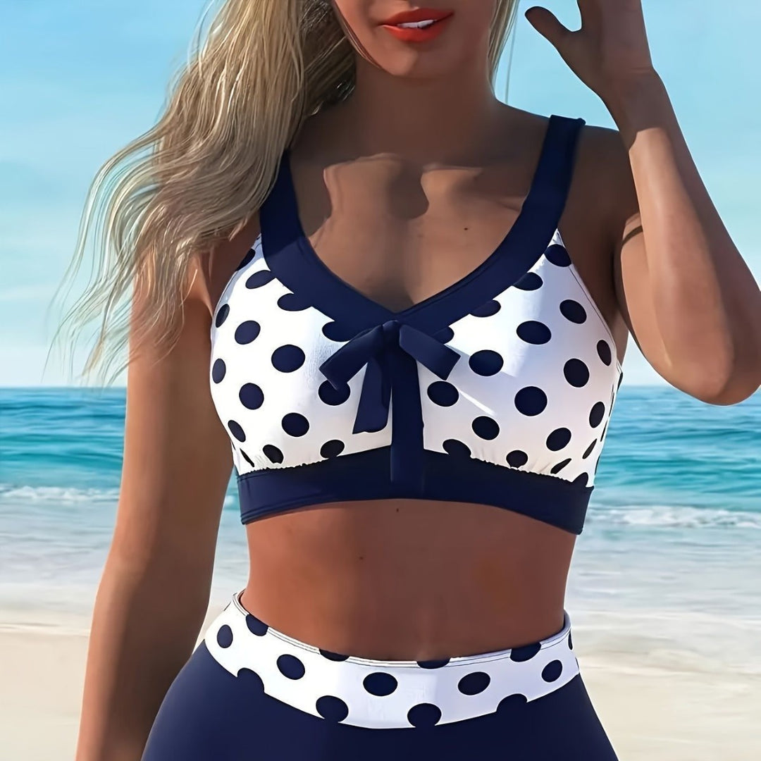 Damen Hochtaillierter Bikini mit modischem Punktemuster Echo Archiv