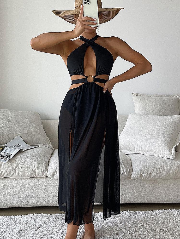 Damen Badeanzug mit modischem Cut-Out, hohem Schlitz und elegantem Ringdetail Echo Archiv