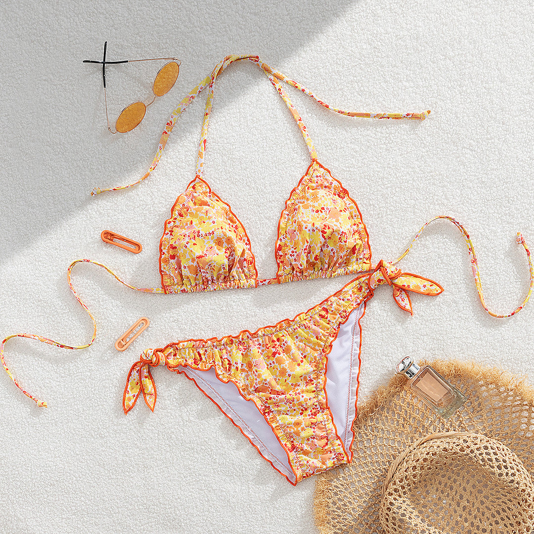 Damen floral gemusterter Triangel-Bikini Echo Archiv
