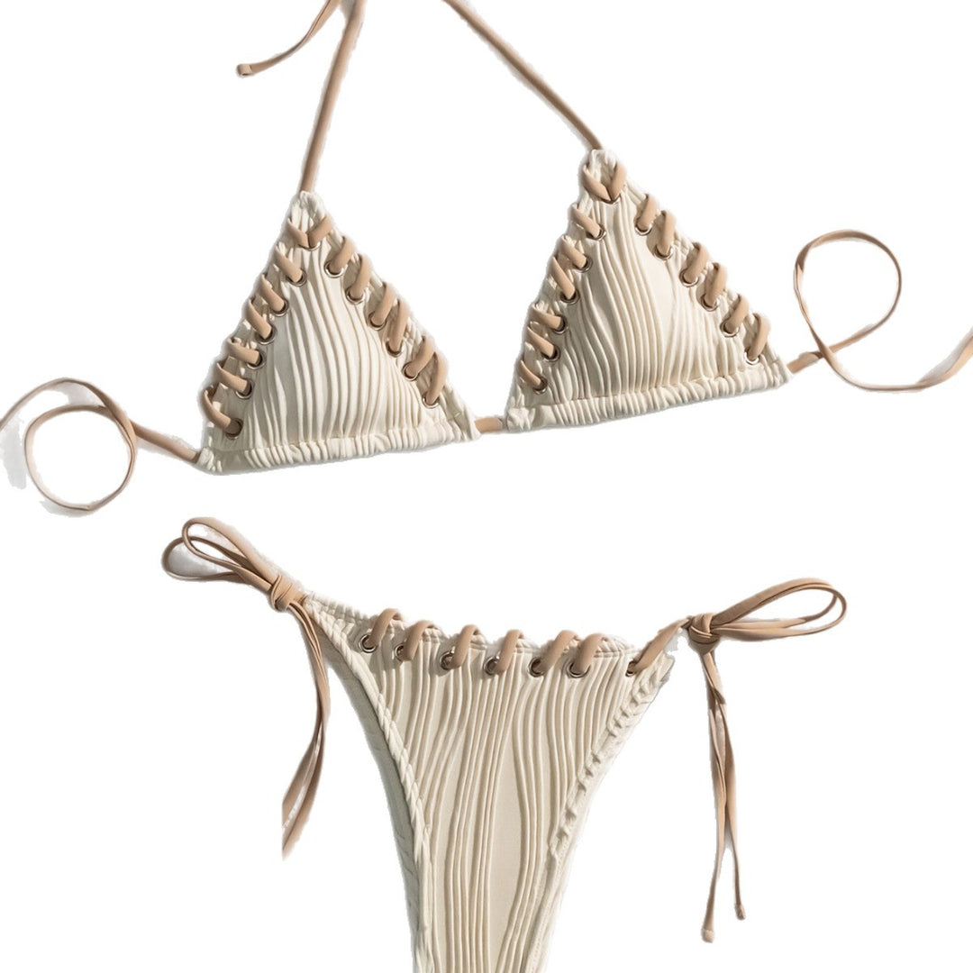 Damen Triangel-Bikini mit kontrastierenden Schnürdetails Echo Archiv