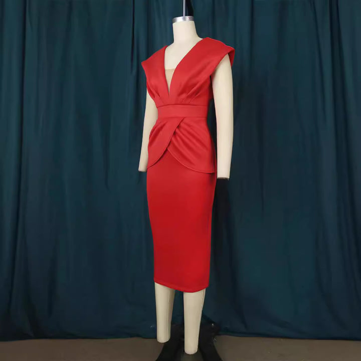 Damer Midi-klänning med elegant draperingsdesign Mirla-Eva Jonsson