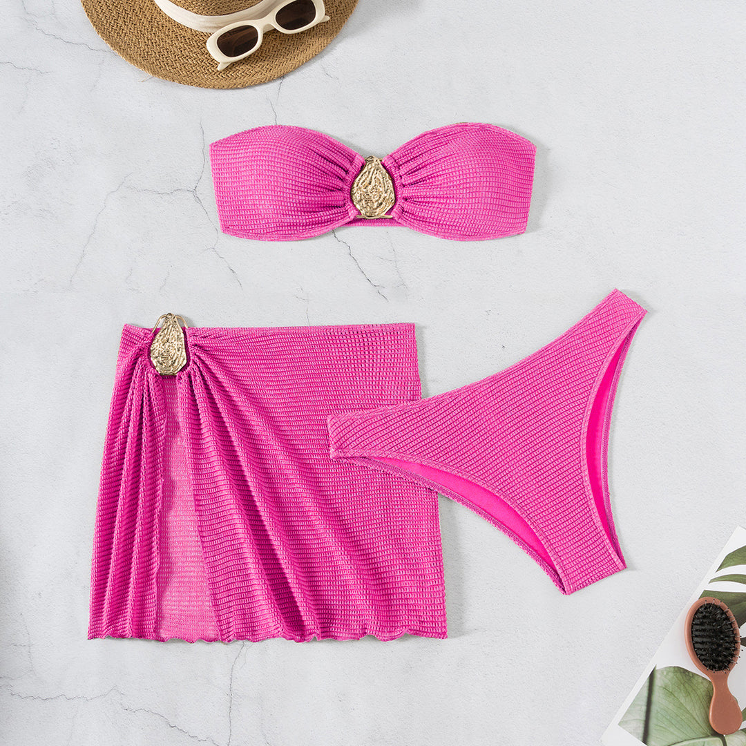 Damen Bandeau-Bikini-Set mit schickem Faltendetail Echo Archiv