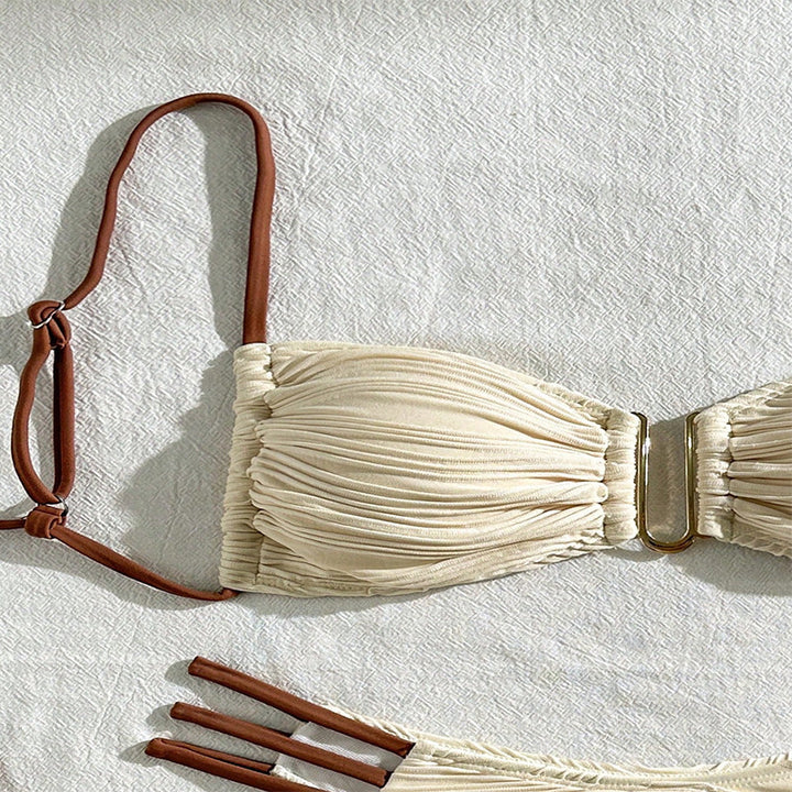 Damen Bandeau-Bikini mit Raffung und hohen Beinausschnitten Echo Archiv