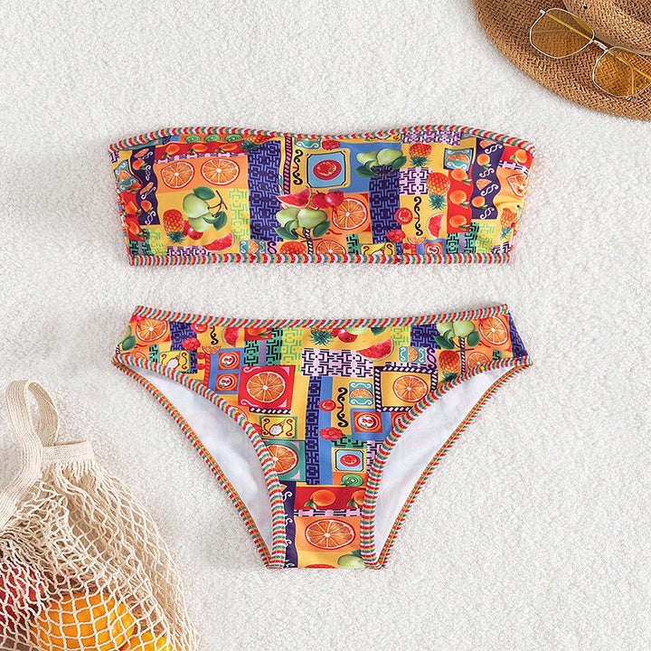 Damen Bandeau-Bikini mit buntem Fruchtmuster Echo Archiv