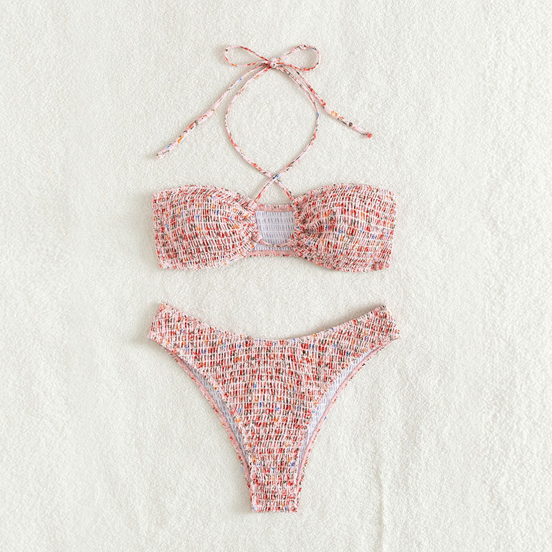 Damen Bandeau-Bikini mit verspieltem Wickeldetail und Rüschendesign Echo Archiv