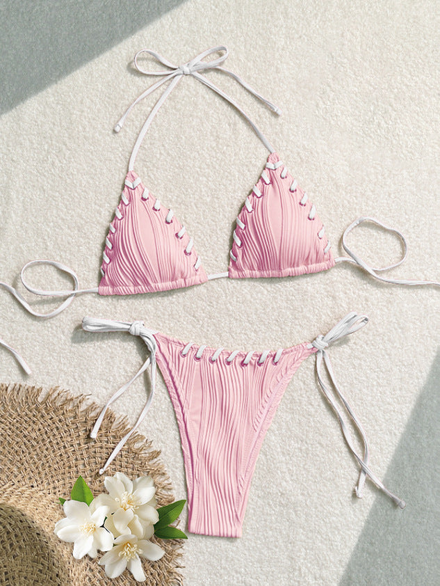 Damen Triangel-Bikini mit kontrastierenden Schnürdetails Echo Archiv