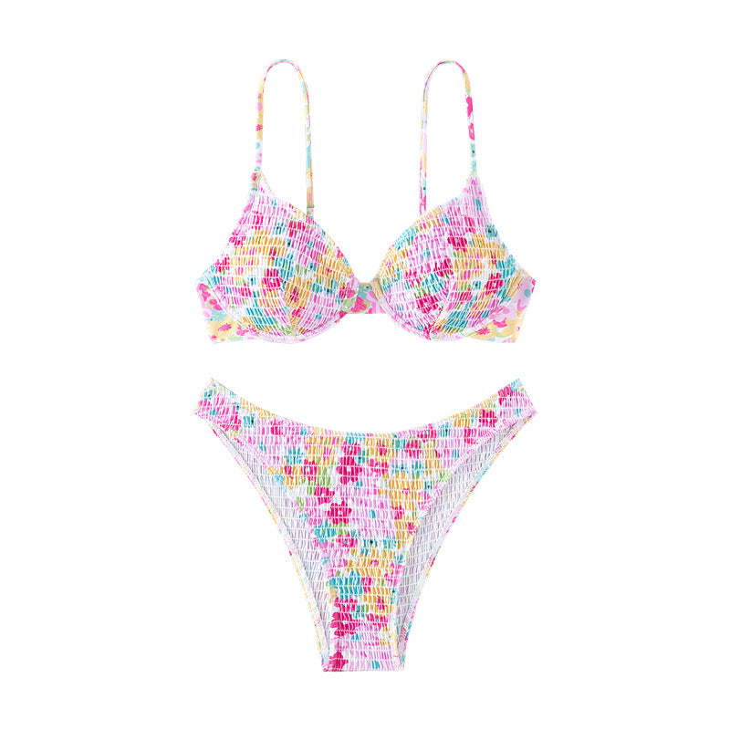 Damen Bunte Push-Up-Bikini mit floralem Design Echo Archiv