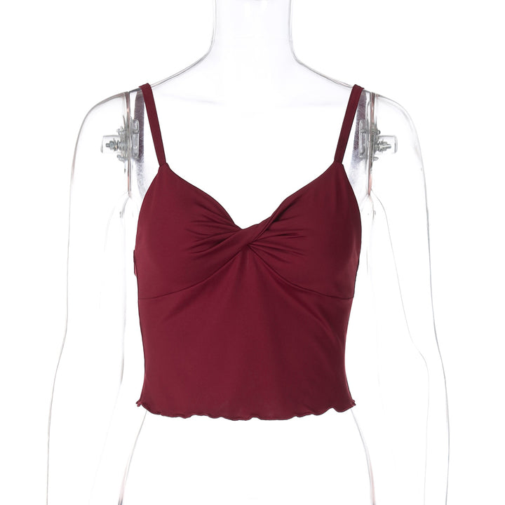Dame Elegant Spaghetti-top med förförisk drapering Mirla-Eva Jonsson