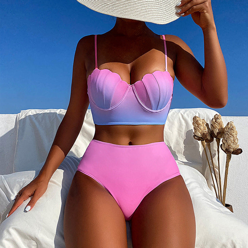 Damen Bikini-Oberteil mit Muschelform und hohem Bund Echo Archiv