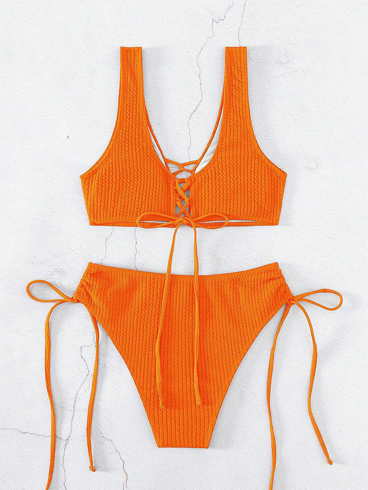 Damen Bikiniset mit raffiniertem Bindedesign und hochgeschnittenem Unterteil Echo Archiv