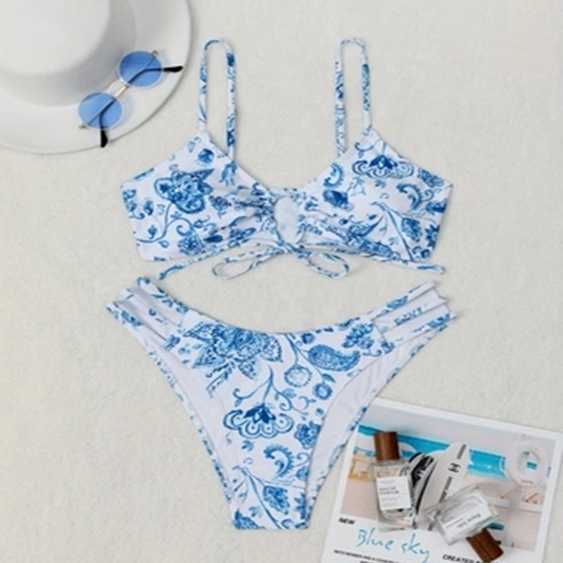 Damen Bikini-Set mit floralem Design und verstellbarem Bindeband Echo Archiv