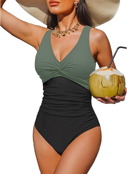 Damen Eleganter Einteiler Badeanzug mit modischem Twist Echo Archiv
