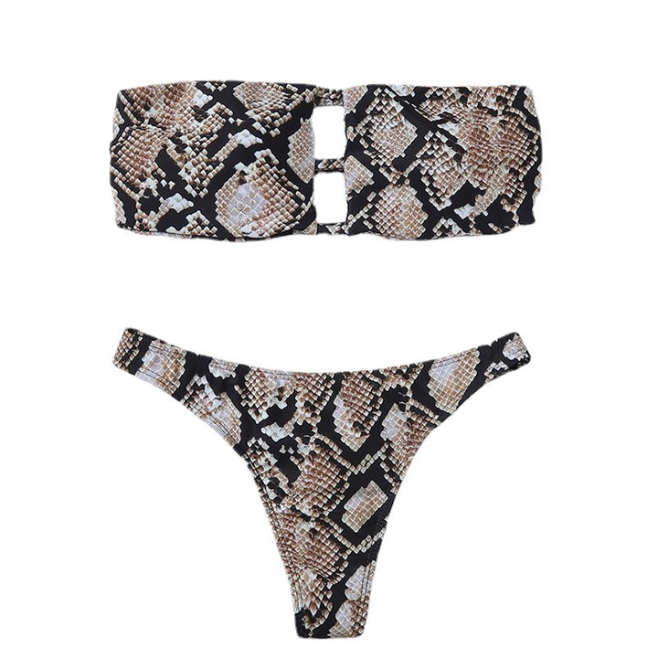 Damen Bandeau-Bikini mit elegantem Cut-Out und auffälligem Schlangenprint Echo Archiv