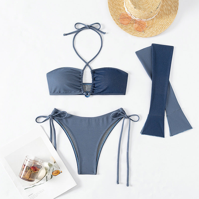 Damen Bikini-Set mit Langarm-Oberteil und raffinierten Schnürdetails Echo Archiv