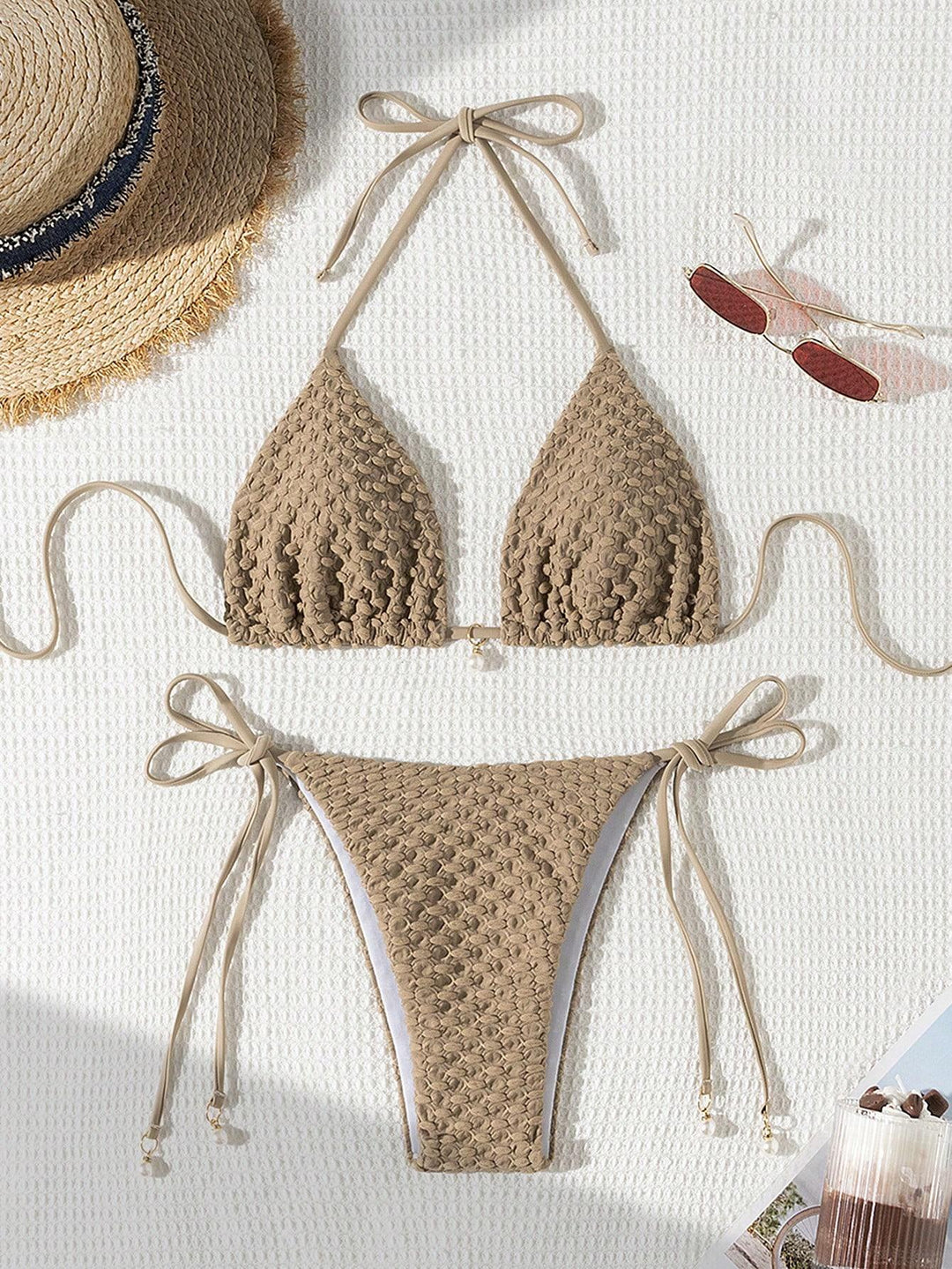 Damen Triangle-Bikini mit strukturiertem Design und verstellbaren Trägern Echo Archiv