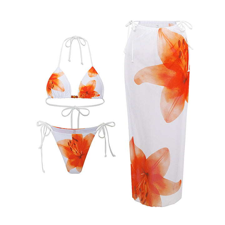 Damen Bikini-Set mit elegantem Wickelrock und modischen Blumenmustern Echo Archiv